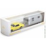 Ford Mustang 1968 жёлтый + кемпер-трейлер Airstream Caravan (Norev 1/43)