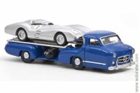 1/64 набор Mercedes Benz: Blue Wonder Renntransporter и #1 W196 Stromlinienwagen 1955 silver (Norev)