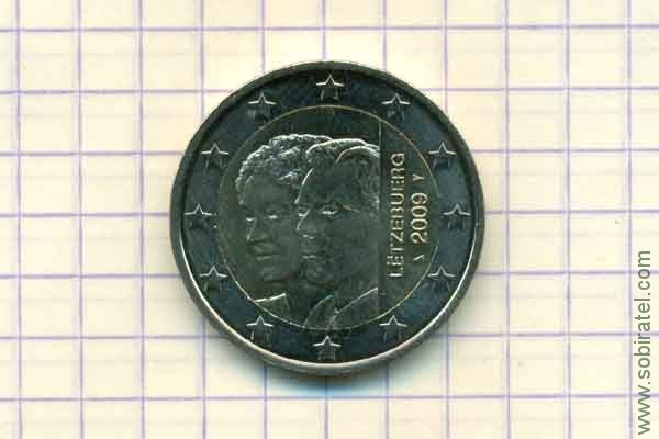 2 евро 2009 Люксембург, 90 лет вступления на престол Великой герцогини Люксембурга Шарлотты