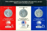 1 доллар 1983 США, Олимпиада в Лос-Анджелес, комплект 3 монеты