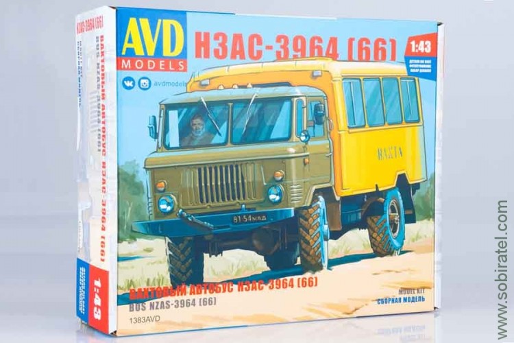 Сборная модель Вахтовый автобус НЗАС-3964 (66), AVD 1:43