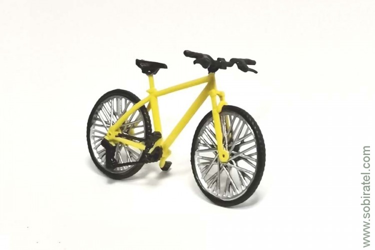 масштабная модель Велосипед без крыльев жёлтый, серебристые спицы (1:43 Моделстрой)