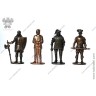 Воины 14-16 веков, 4 шт., 40 мм, медь (разные оттенки)