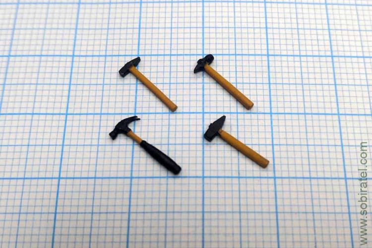 OS43A-001 масштабная модель. Молотки окрашенные, набор 4 шт. (OPUS 1/43)