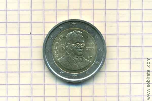 2 евро 2010 Италия, 200 лет со дня рождения Камилло Кавура