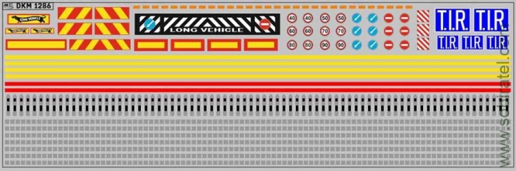 DKM1286 Набор декалей Полосы, таблички и знаки для даработка полуприцепов (200x70 мм)