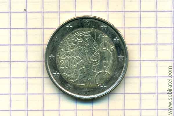 2 евро 2010 Финляндия, 150-летие введения в Финляндии собственной валюты