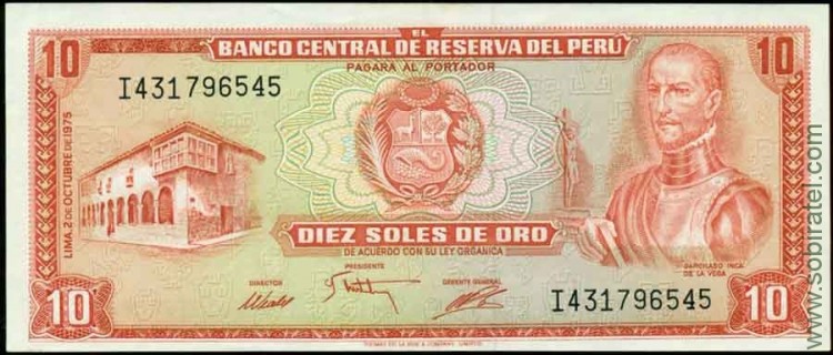 Перу 1975, 10 золотых солей