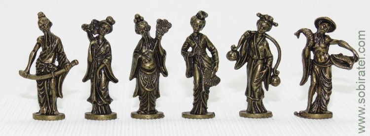Фигурки китайская сага, 6 шт., 35 мм, латунь