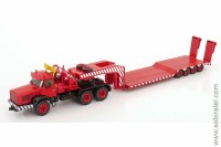 Berliet TB 015 M3 6x4 с прицепом-тяжеловозом 1960 красный (iXO 1:43)