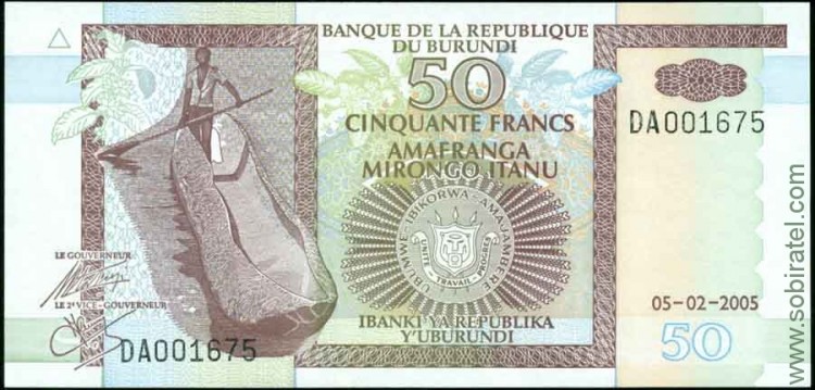 Бурунди 2005, 50 франков.